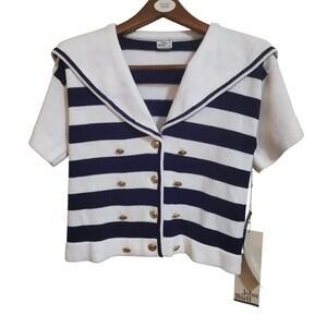 Vintage Lambswool Sailor Sweater NWT Preppy Nautical Breton Navy White
Striped